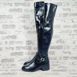 NEW DV by Dolce Vita Elyse Buckle Block Heel Black Boot Over-The-Knee M164